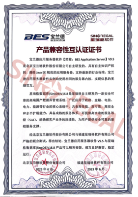 星瑞格數(shù)據(jù)庫(kù)與寶蘭德應(yīng)用服務(wù)器完成產(chǎn)品兼容互認(rèn)證，共筑國(guó)產(chǎn)化應(yīng)用軟件服務(wù)新生態(tài)